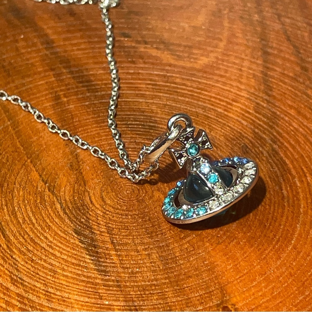 Vivienne Westwood Silver blue Necklace Orb